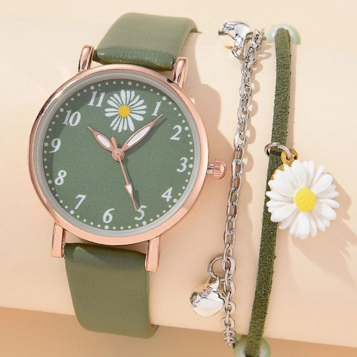 All Match Trendy Girls Quartz Watch Set With Bracelet