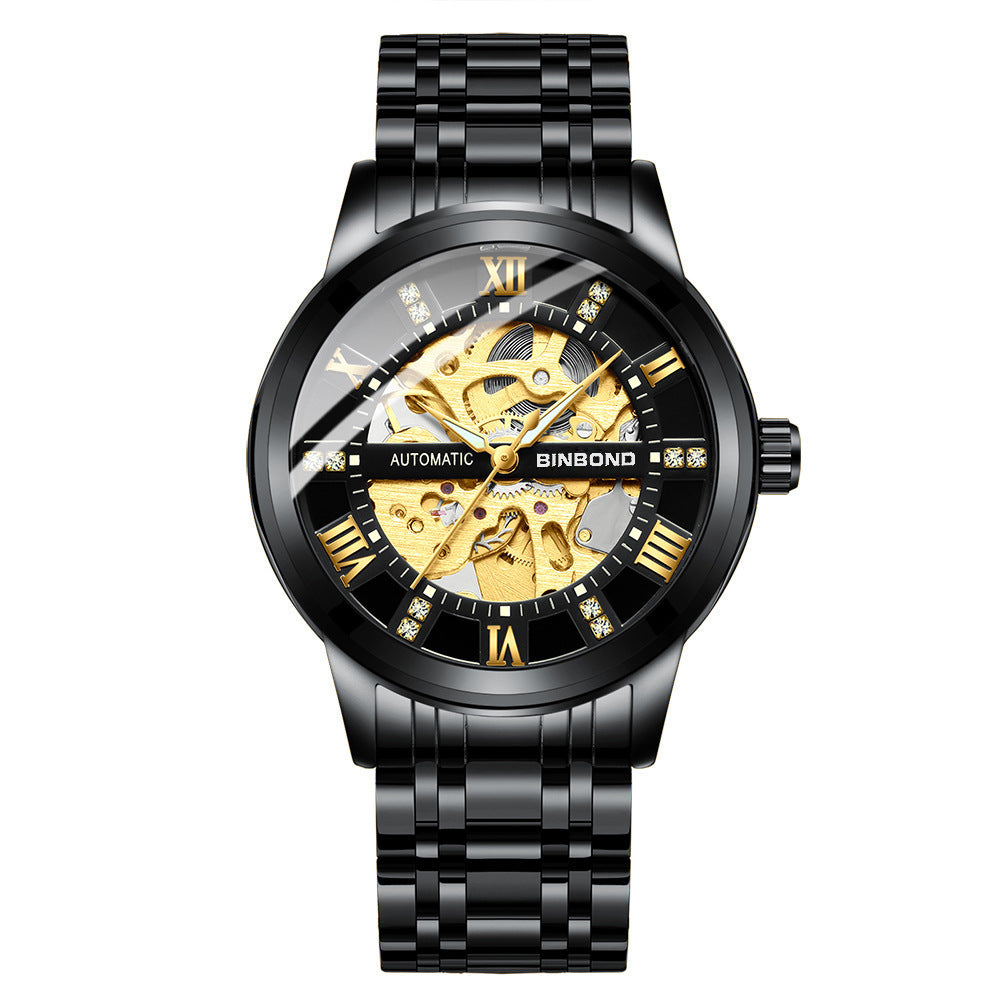 Elegant Automatic Mechanical Watch – Luminous Hands, Silver & Gold Case Styles