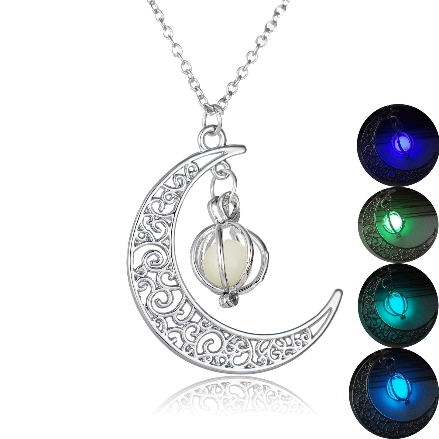 Women’s Luminous Moon Stone Necklace Natural Healing Pendant Glow Jewelry Gift