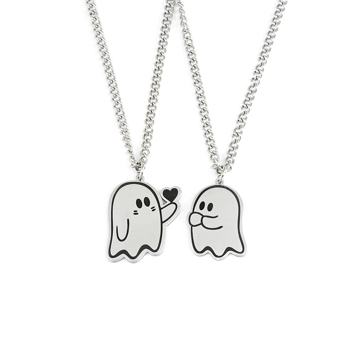 Halloween Ghost Couple Necklace Cute Love Pendant Jewelry for Men Women Accessory