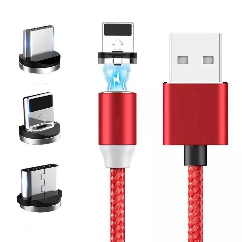 Three-In-One Magnetic Data Cable Micro USB Type-C Charging