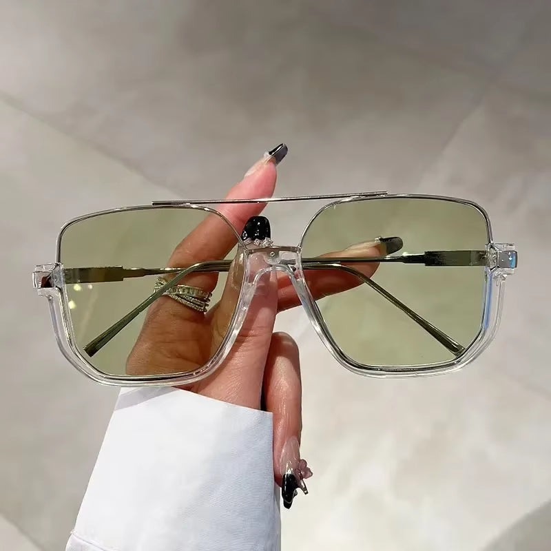 Trendy Polygonal Punk Sunglasses Oversized Goggle Advanced Sense One Piece Large Frame Sun Glasses New Steampunk Eyewear UV400
