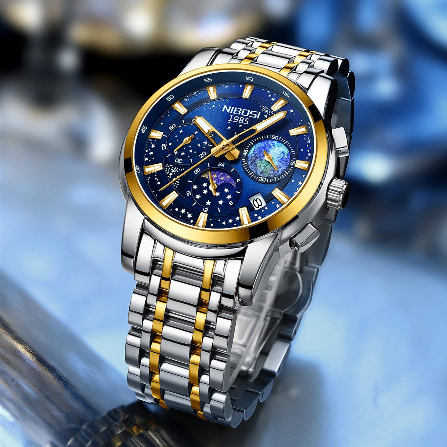 Men’s Stainless Steel Business Quartz Watch with Steel Belt – Multi-Color Styles