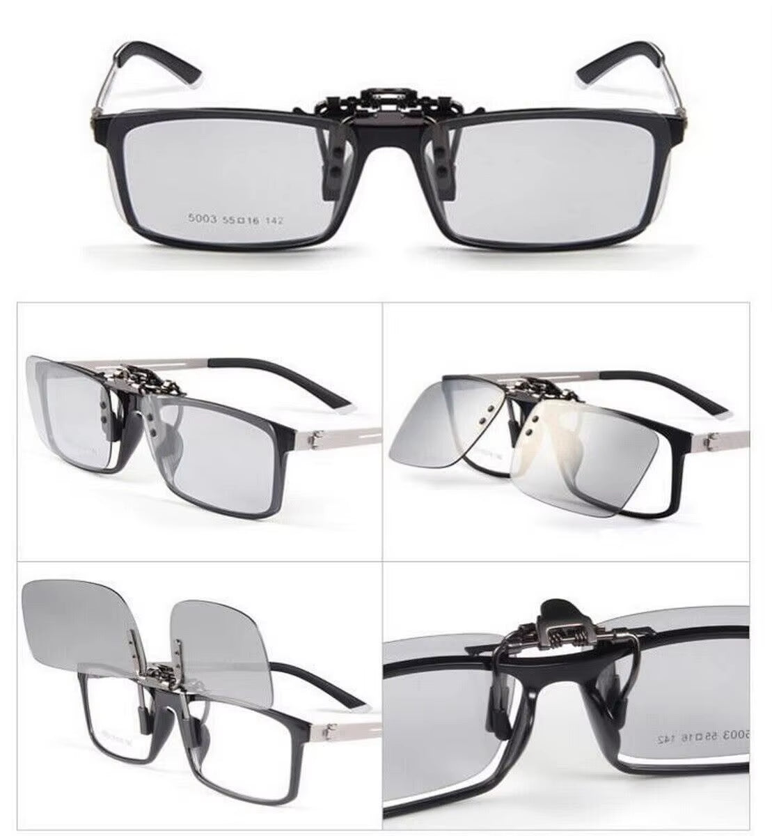 Photochromic Polarized Clip On Flip Sunglasses - Free Shipping Includes Case