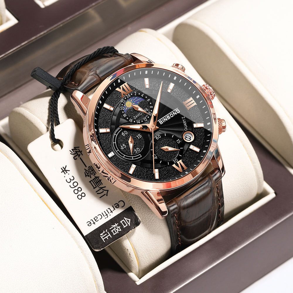 Men’s Chronograph Multifunction Waterproof Quartz Watch – Color Variants