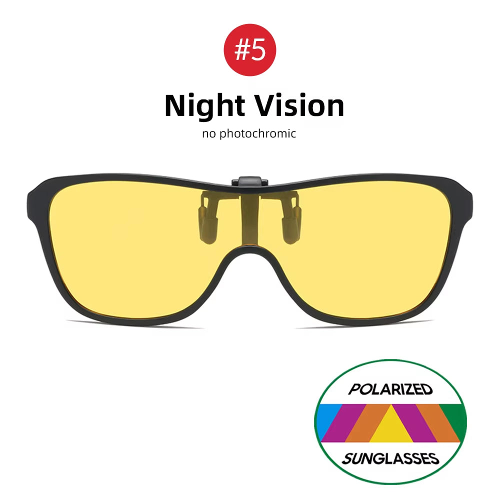 Photochromic Polarized Clip-On Flip Up Sunglasses – Free Shipping Includes Case