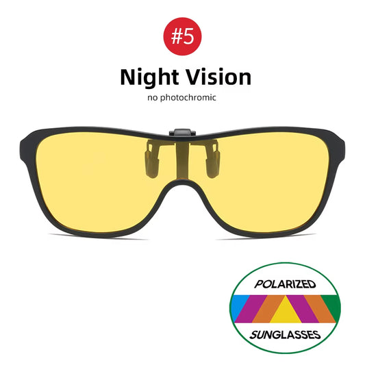 Oversized Polarized Clip-On Sunglasses Flip Up TR90 Free Shipping Includes Case