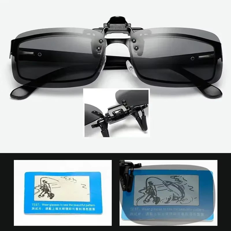 Polarized Clip On Sunglasses Night Vision Driving Glasses Free Shipping,W/ Case