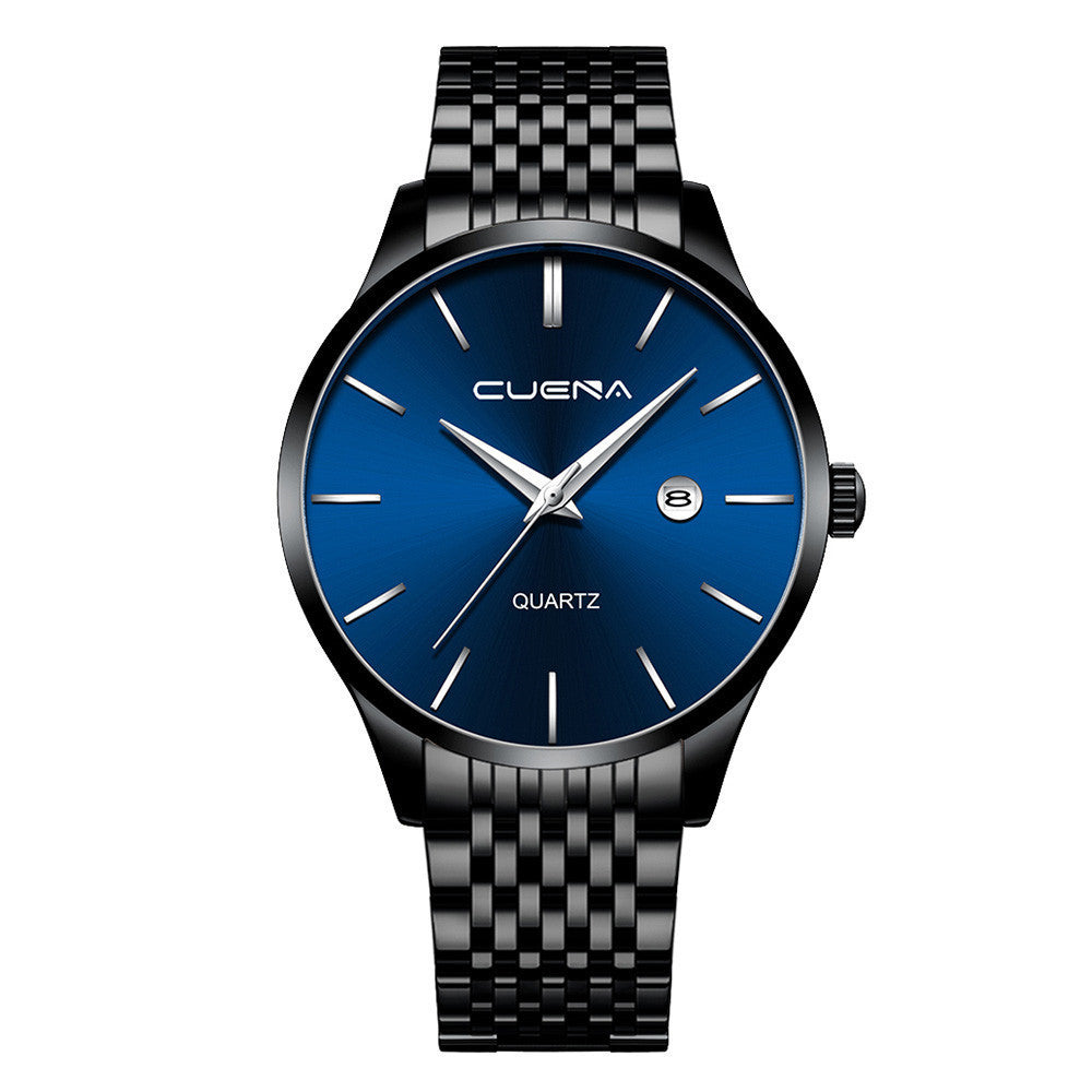 Men’s Sports Calendar Watch Fashion Casual Black-Blue Dial New