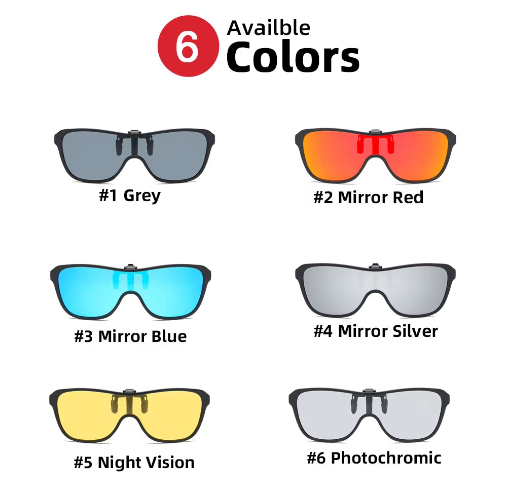 Polarized Flip Up Clip-On Sunglasses Oversized TR90 Free Shipping Includes Case