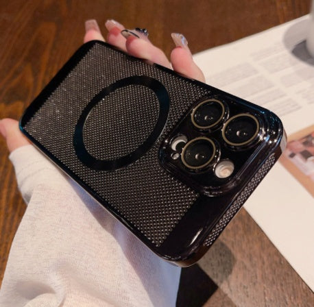 Purple Electroplating Mesh Case Heat Dissipation Magnetic