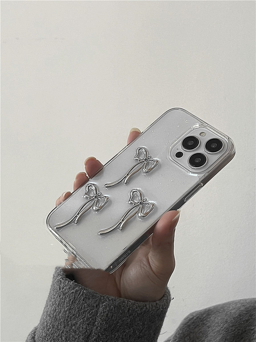 Niche Girl Metal Bow Phone Case Anti Drop For iPhone 15