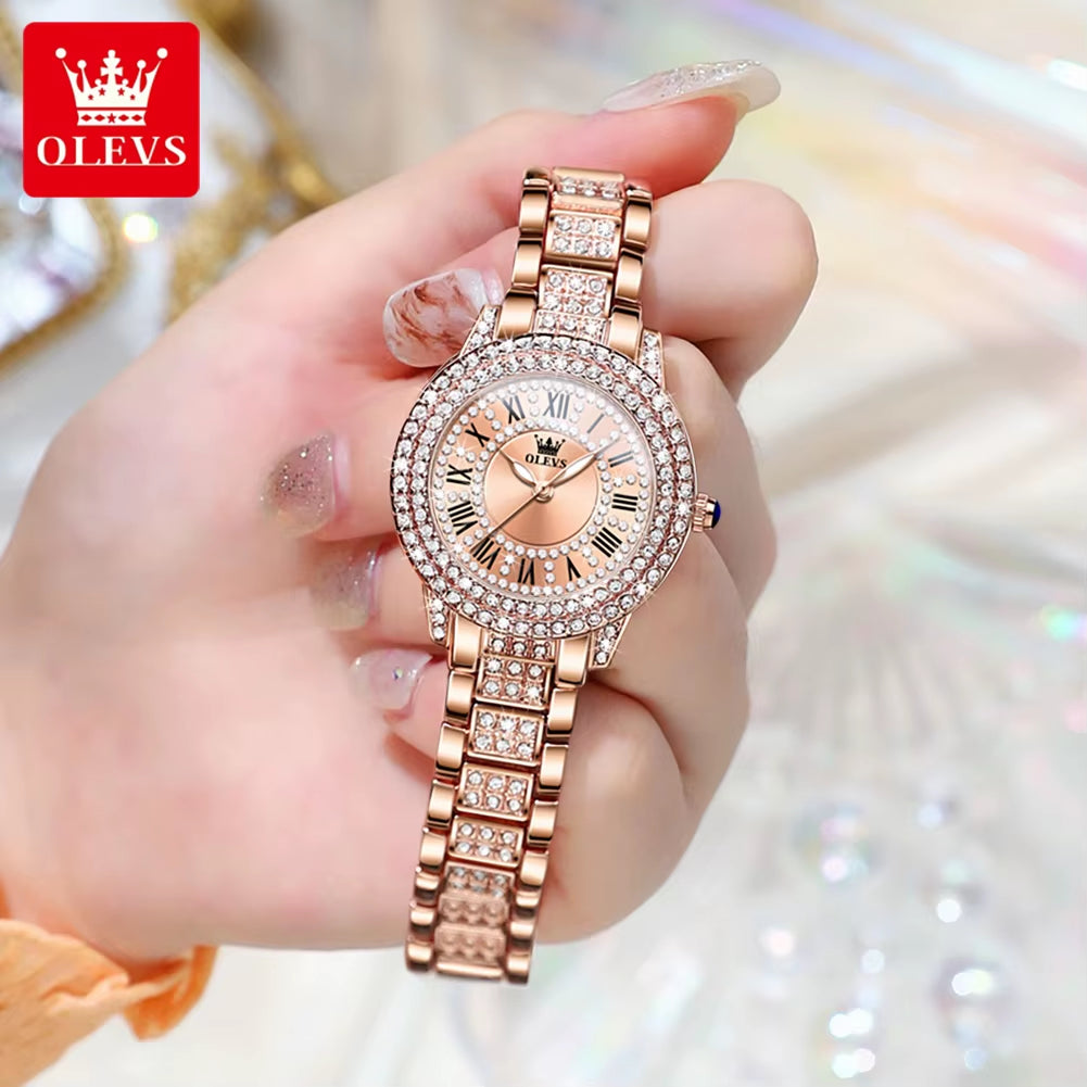 Women's Quartz Watch with Diamond Accents Waterproof Stainless Steel Design