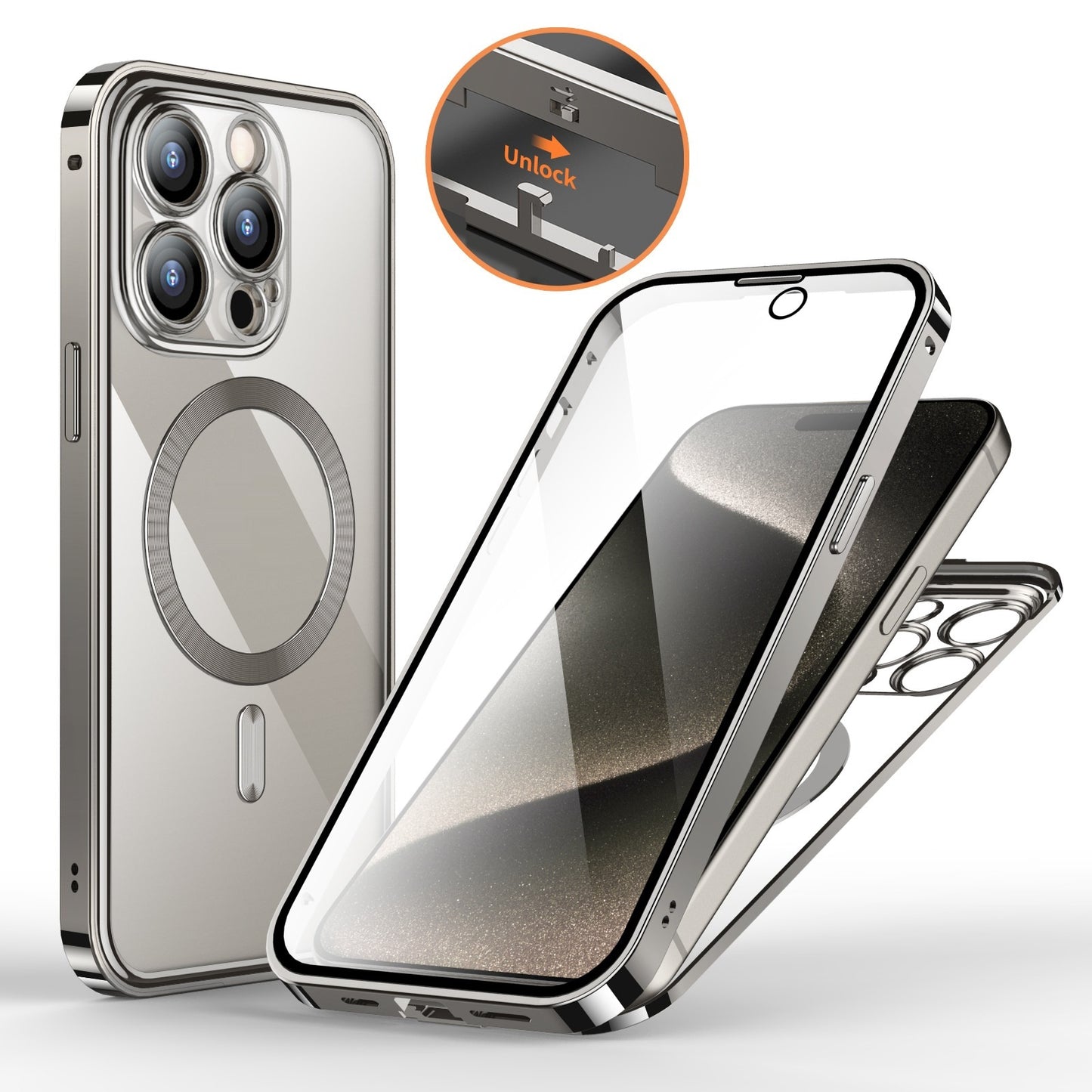 Metal Buckle Magnetic Phone Case With Wireless Charging
