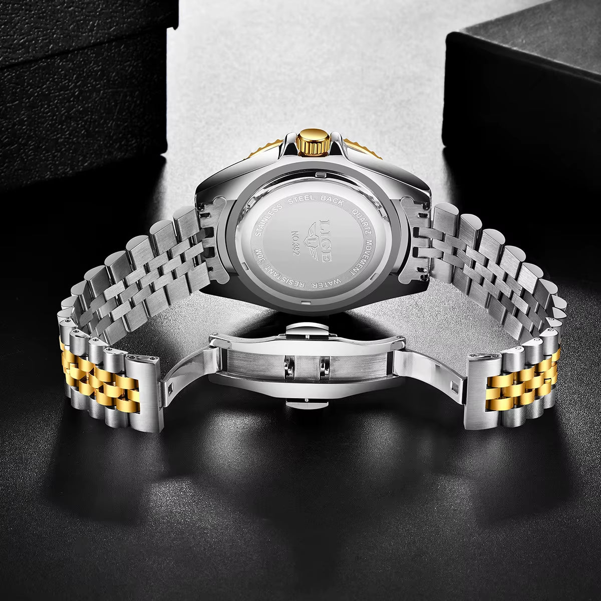 Luxury Men's Quartz Watch with Calendar, Diamond Accents, Luminous Features, and Waterproof Stainless Steel Design