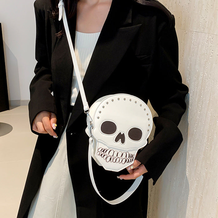 Spooky Skull Shoulder Bag Cute Crossbody Purse for Women Everyday Casual Use