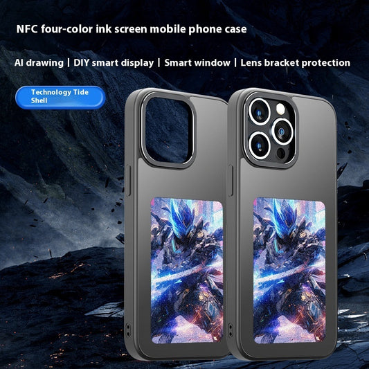 Color Ink Screen NFC Case For iPhone 14 13 Pro Gray
