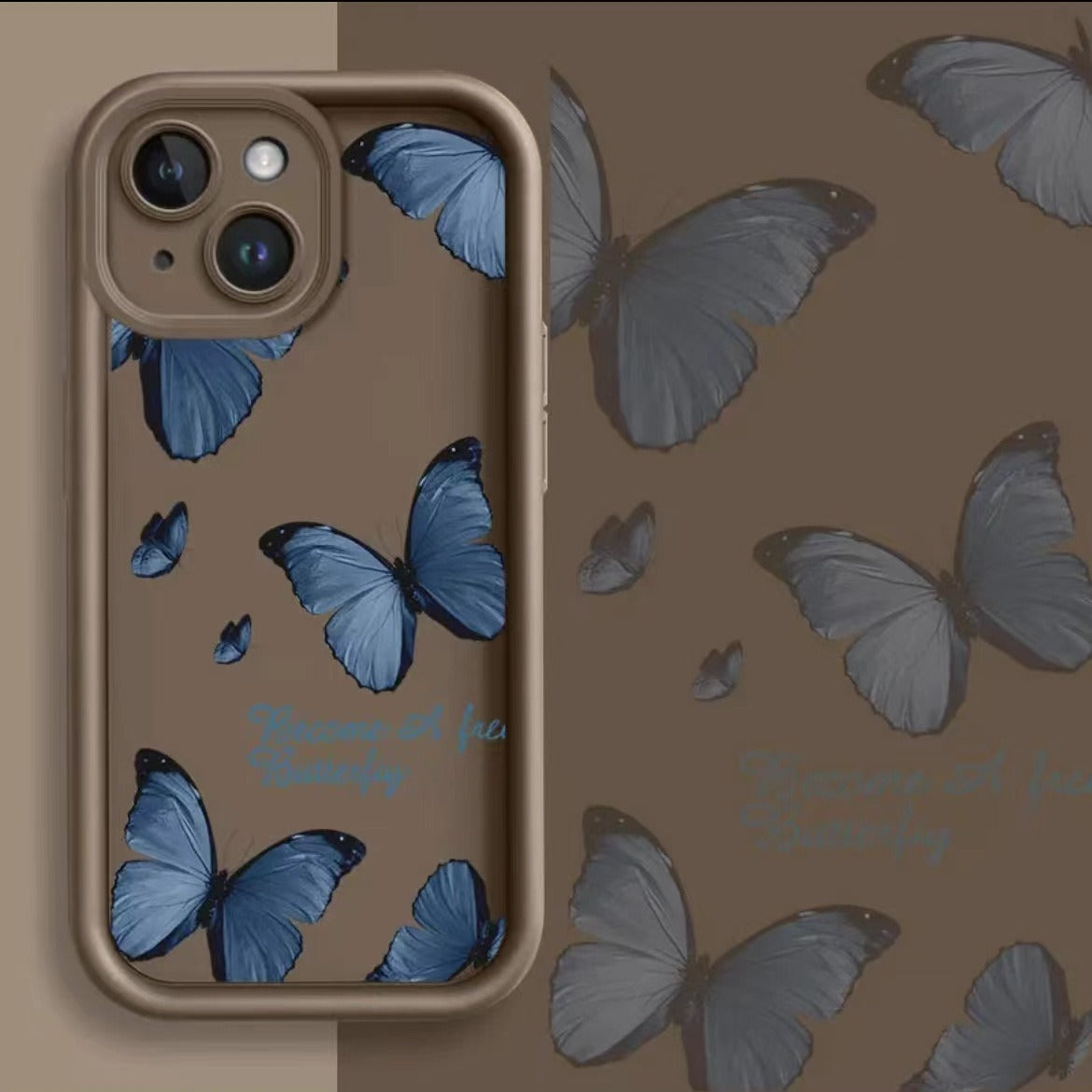 Blue Butterfly Edging Case For IPhone Drop Resistant
