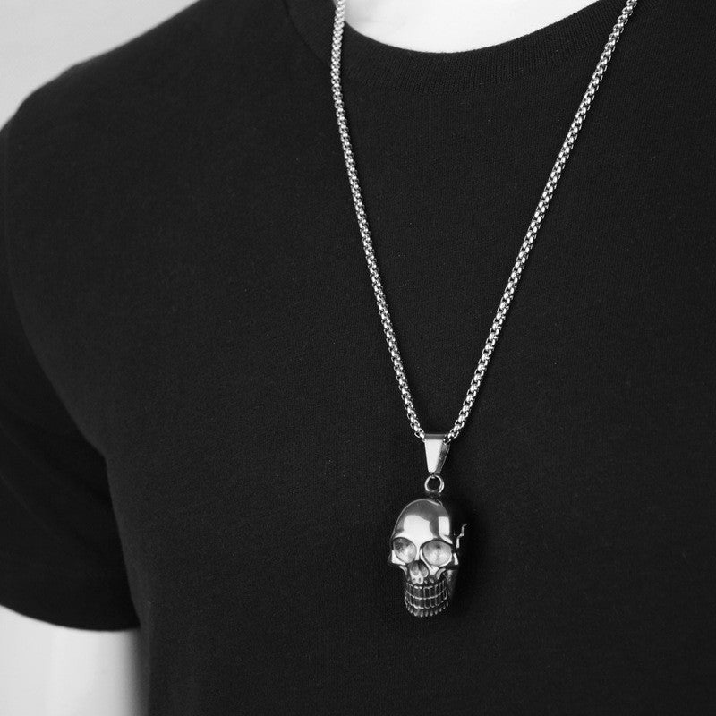 Halloween Skull Necklace Men Punk Style Titanium Steel Pendant Fashion Accessory
