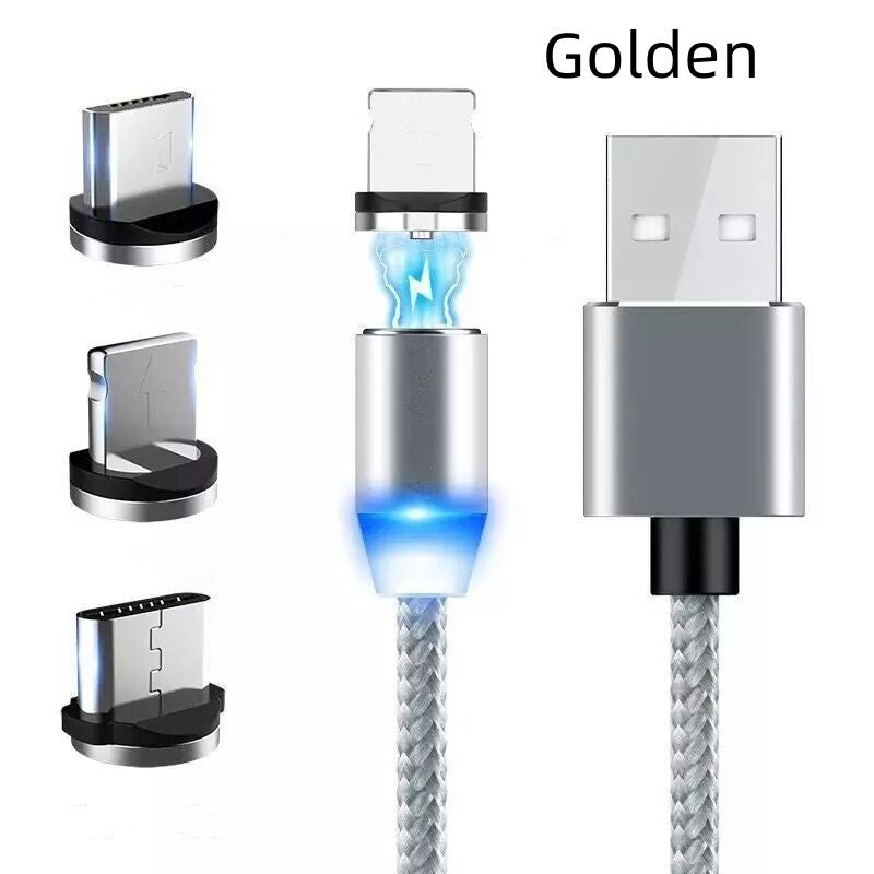 Three-In-One Magnetic Data Cable Micro USB Type-C Charging