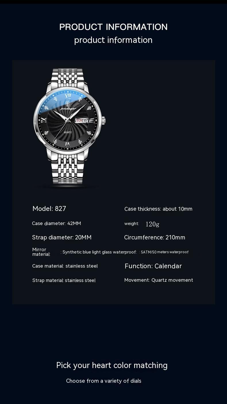 Water Resistant Stainless Steel Strap Quartz Men’s Watch – Multiple Style Options