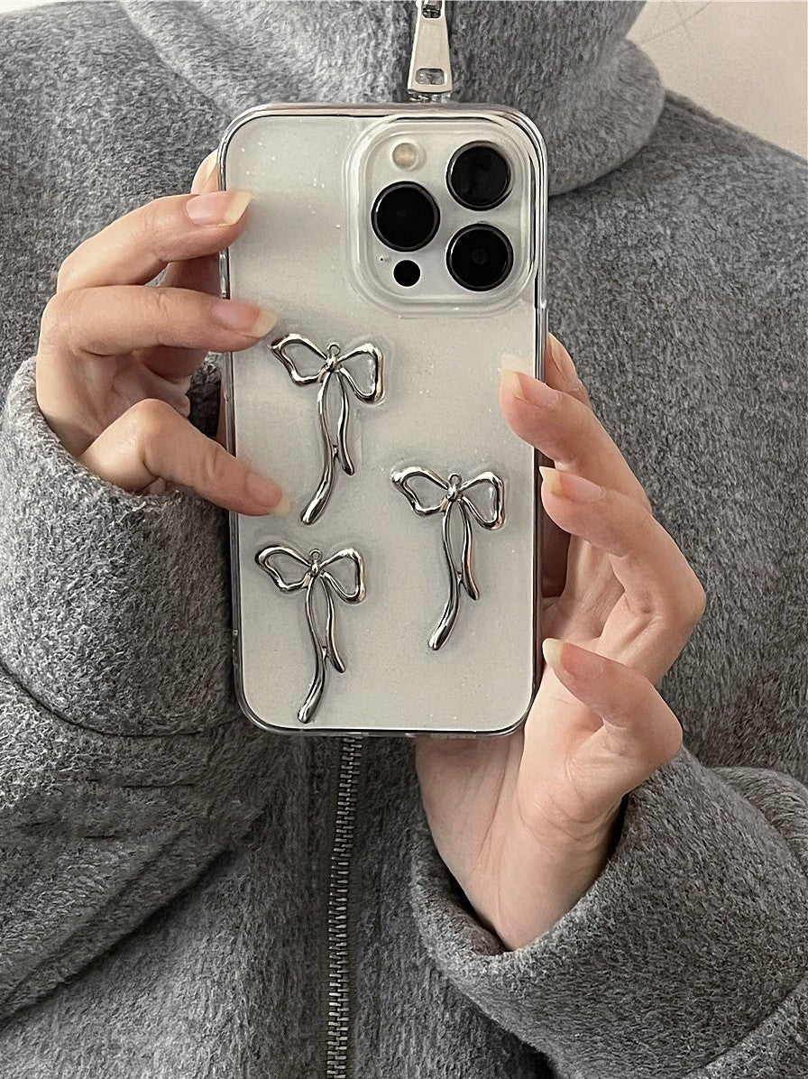Niche Girl Metal Bow Phone Case Anti Drop For iPhone 15