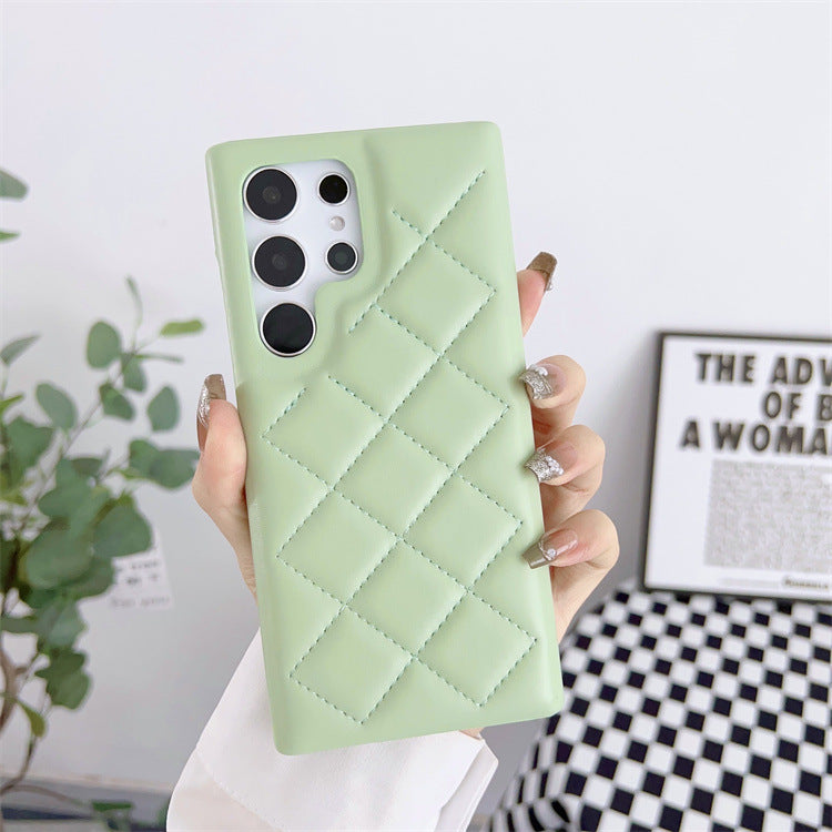 Diamond Plaid Leather Phone Case Protective Cover Ins Style