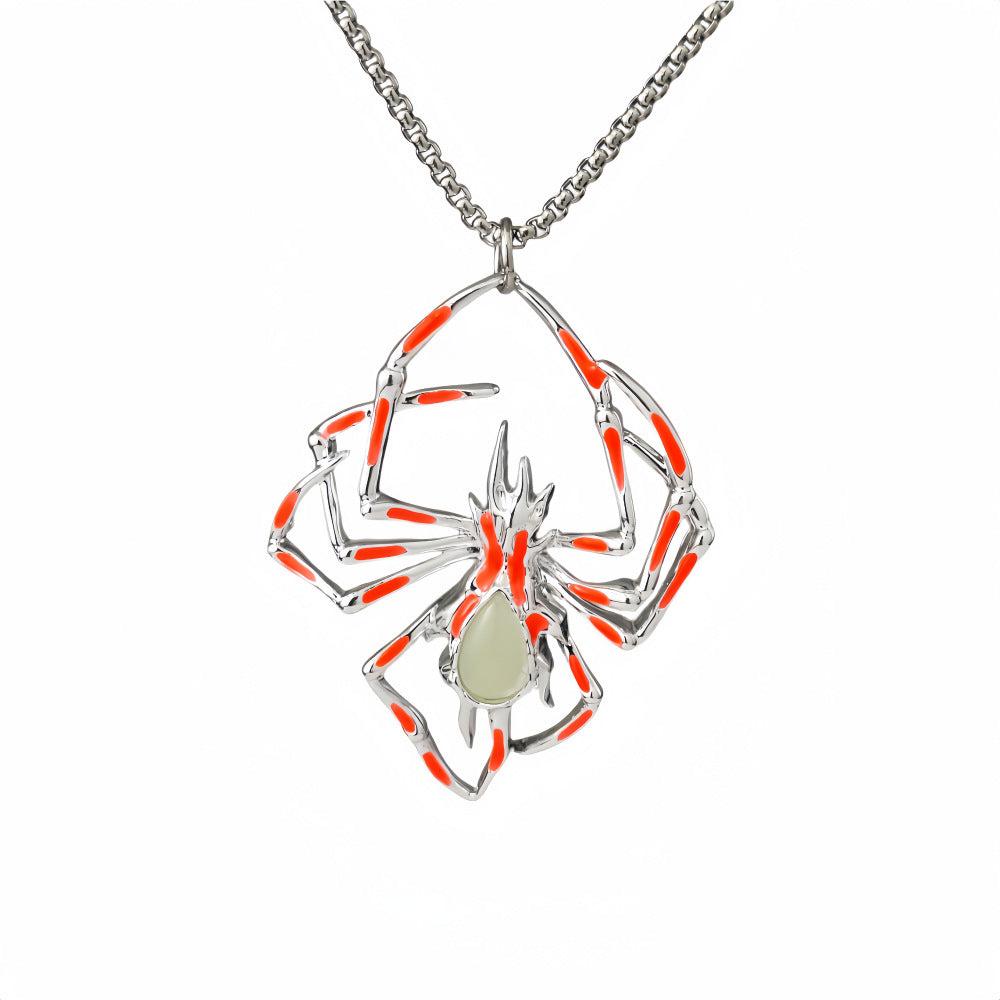 Halloween Luminous Spider Necklace Glow in Dark Vintage Fluorescent Jewelry Gift
