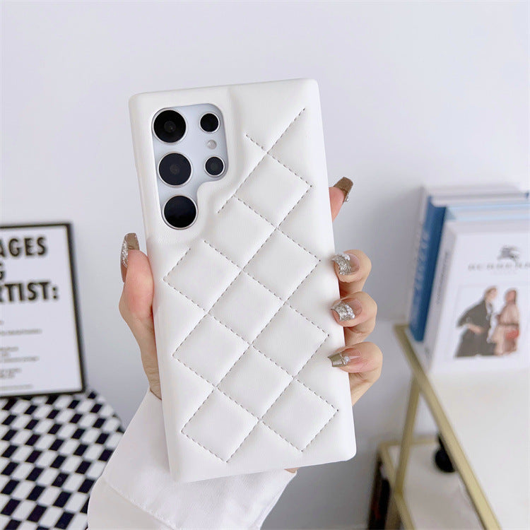 Diamond Plaid Leather Phone Case Protective Cover Ins Style