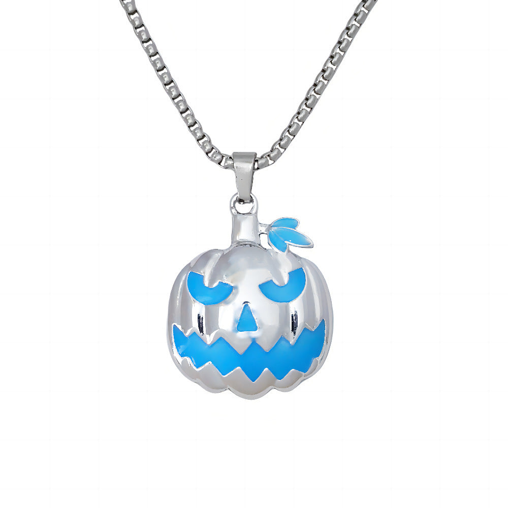 Halloween Pumpkin Pendant Necklace Luminous Ghost Festival Jewelry Accessories