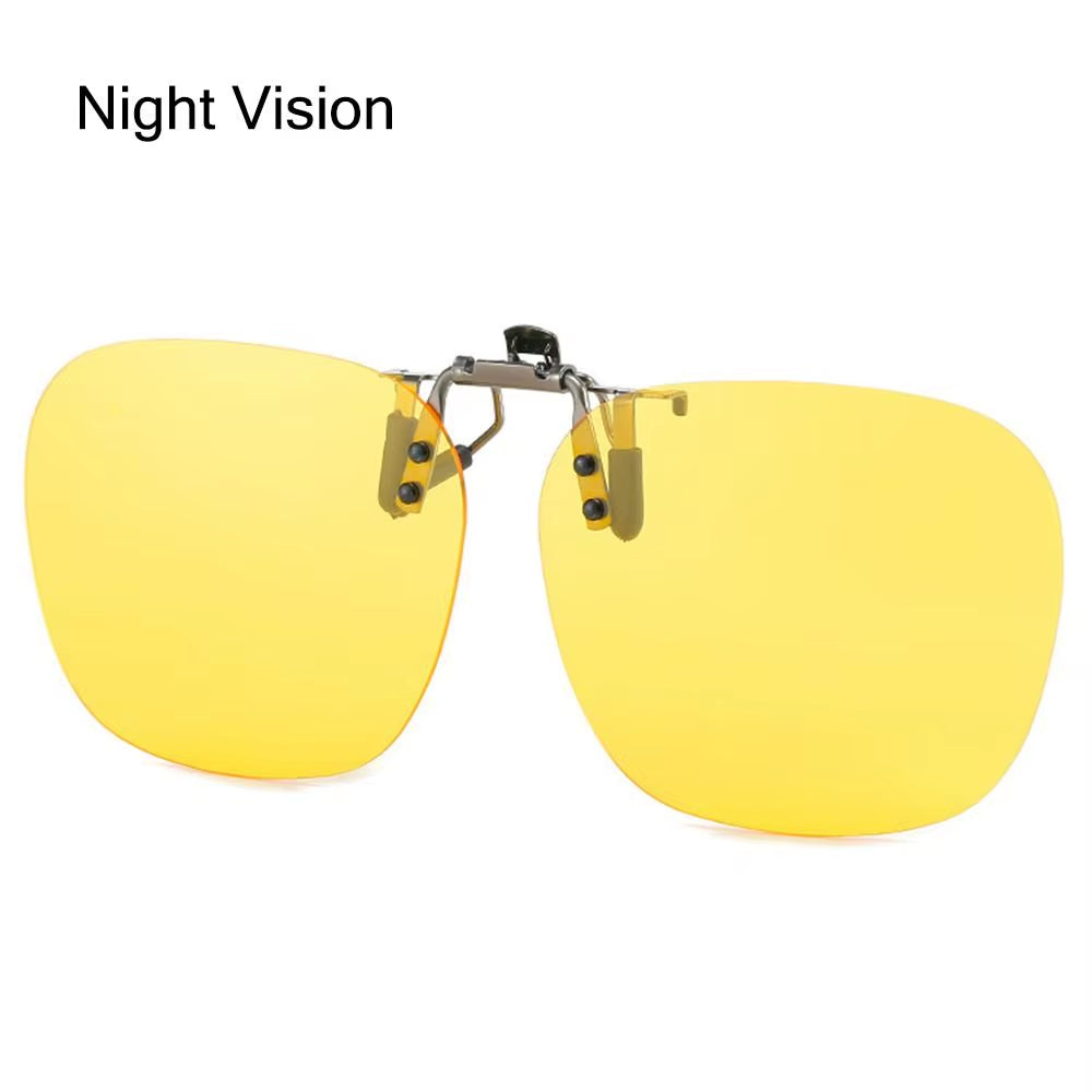 Metal Clip On Polarized Flip Up Sunglasses Rimless - Free Shipping Includes Case