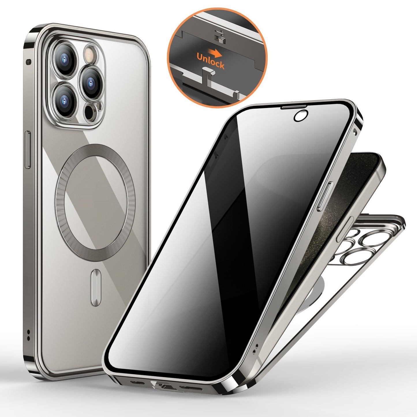 Metal Buckle Magnetic Phone Case With Wireless Charging