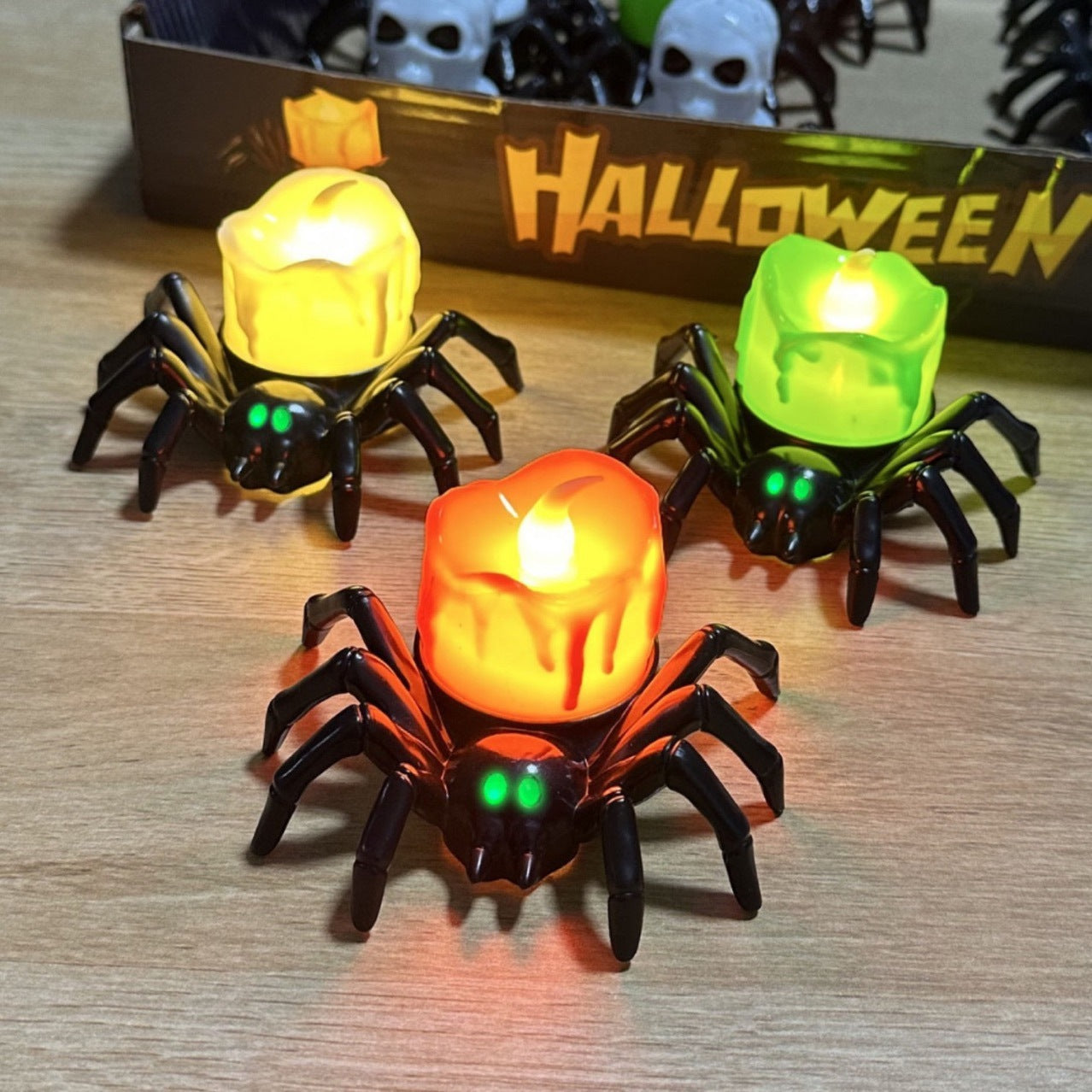 Halloween Pumpkin Spider Candle Light Spooky Party Decoration Props