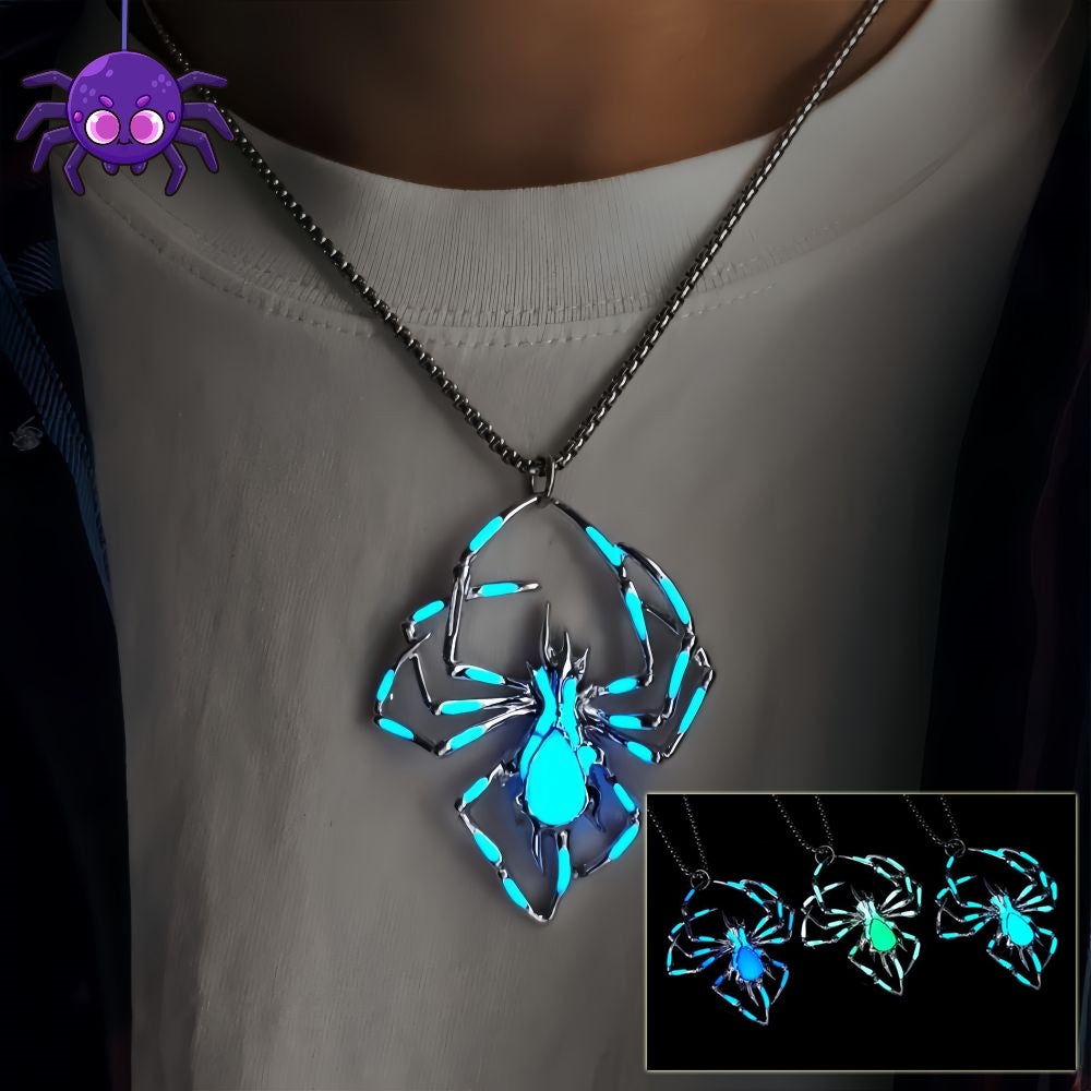 Halloween Luminous Spider Necklace Glow in Dark Vintage Fluorescent Jewelry Gift