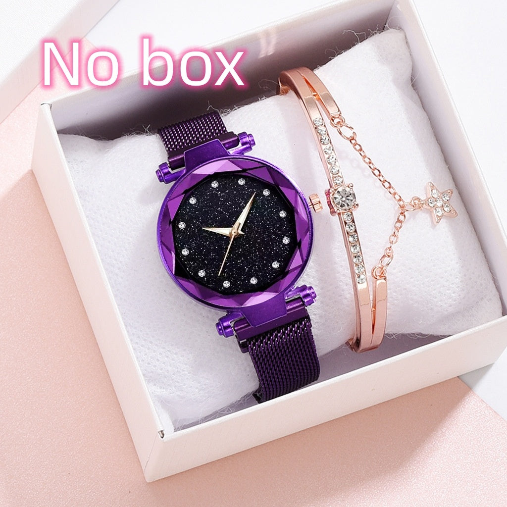 Luxury Women Watch Set With Bracelet Elegant Starry Sky