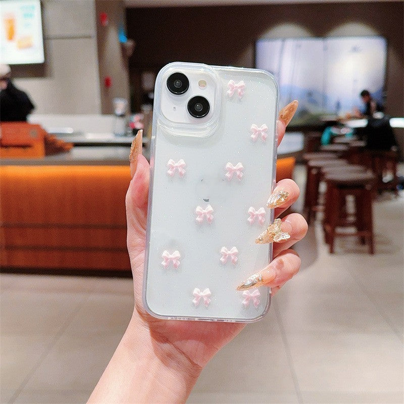 iPhone 11–16 Pro Max Phone Case Japanese Korean Love Rose Pattern Protective
