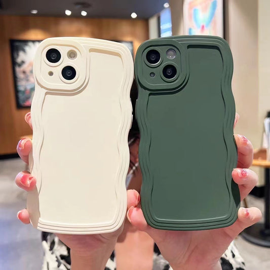 Big Wave Silicone Phone Case Shockproof Anti Fall Cover for iPhone 6–14 Pro Max