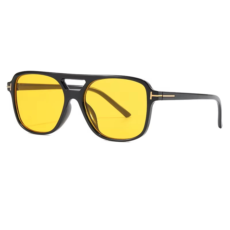 Women Pilot Sunglasses - Yellow Lens Oversized UV400 Eyewear - Free Shipping