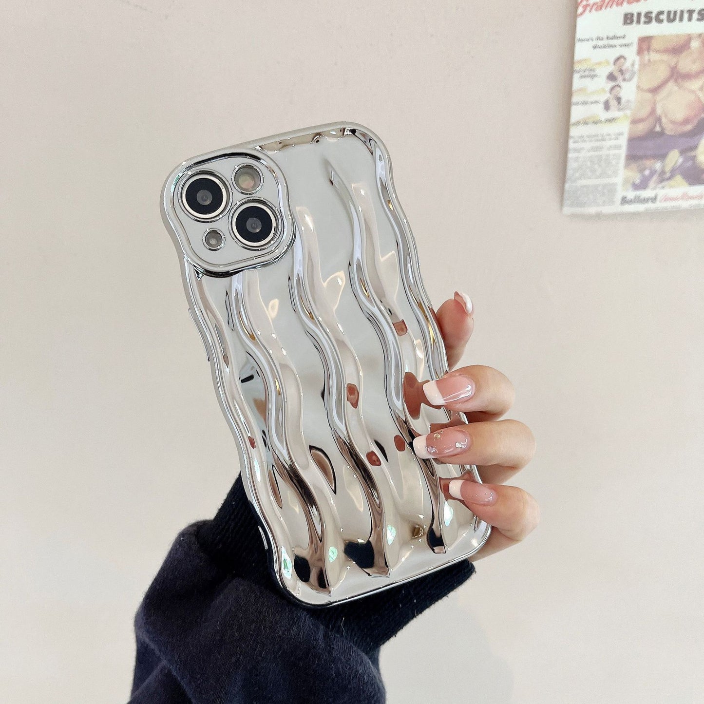 Electroplated Water Ripple TPU Phone Case Shockproof Cover for iPhone 11–16