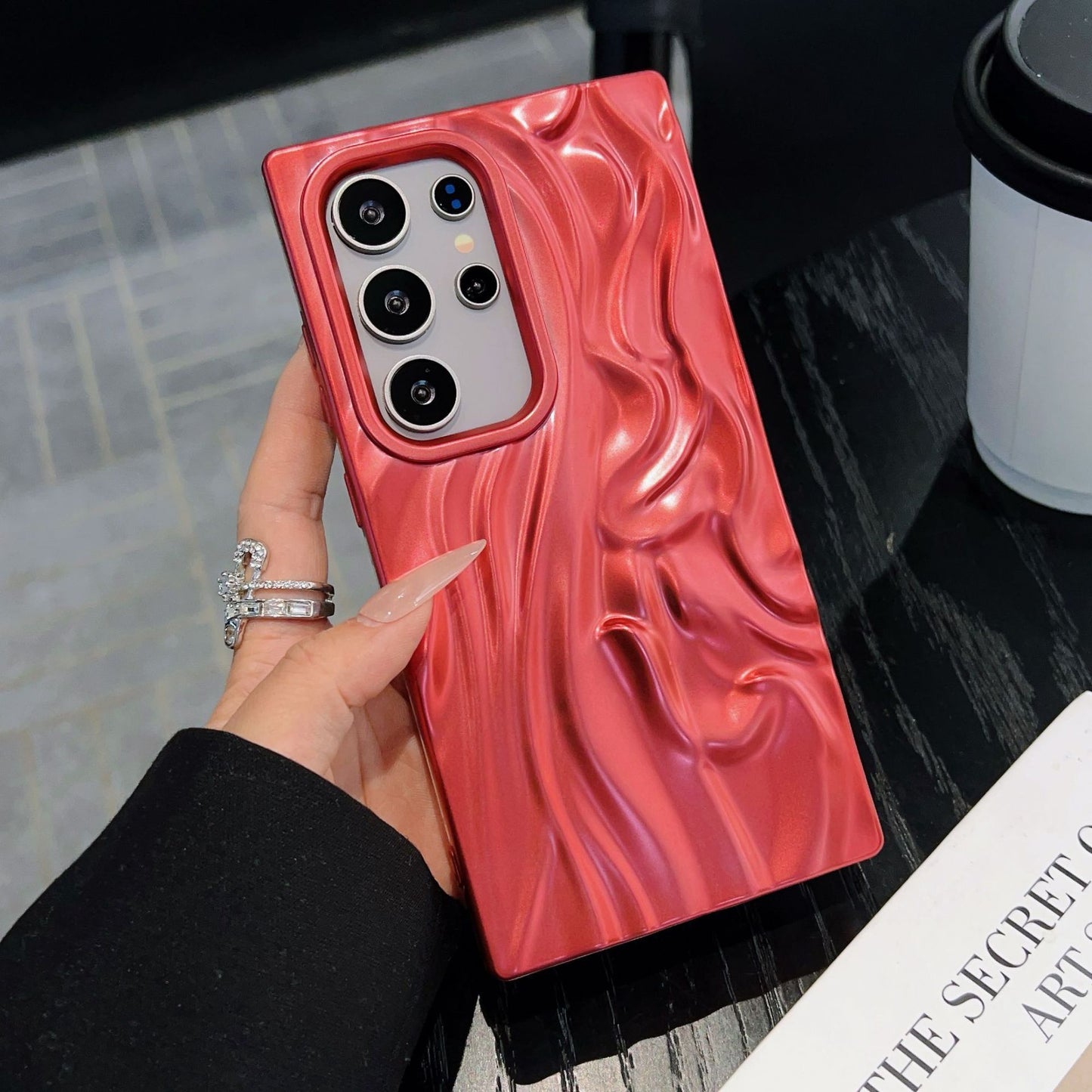 3D Pleated Electroplated Phone Case Luxury Protective Cover for Samsung S23–S25