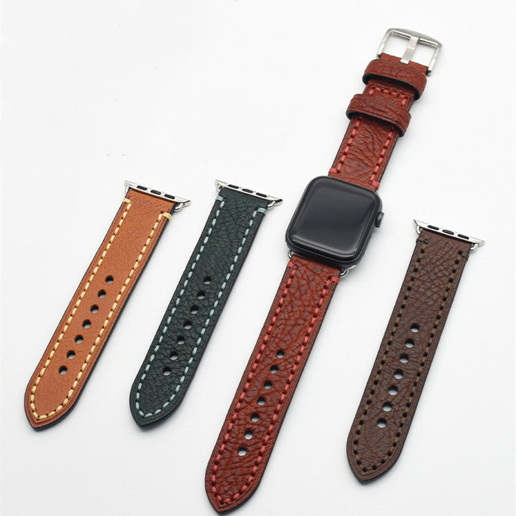 Casual Top Layer Cow Leather Watch Strap With Metal Buckles