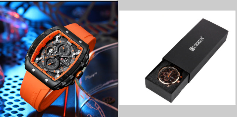 Men’s Sports Quartz Watch Six-Pin Tape Strap – Multiple Color Shells