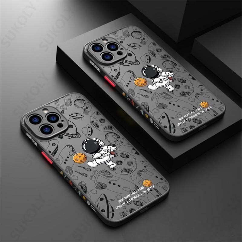 Astronaut Moon Doodle TPU Back Case For iPhone 13 14
