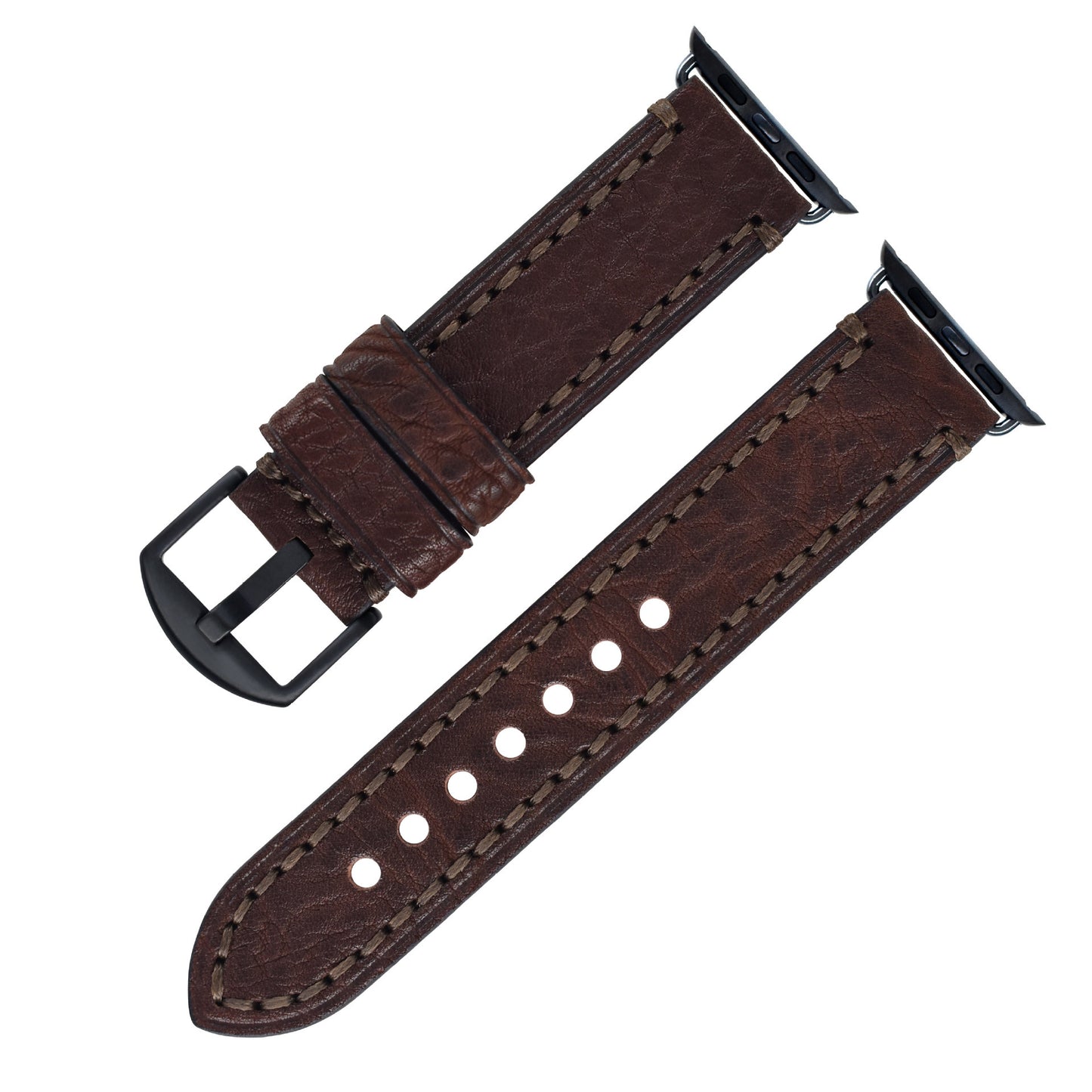 Casual Top Layer Cow Leather Watch Strap With Metal Buckles