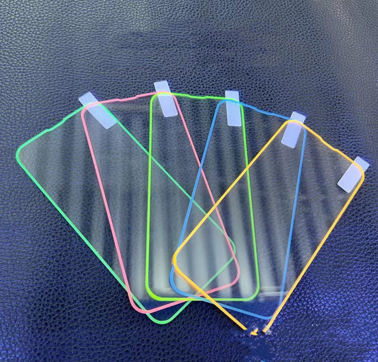 Fluorescent Tempered Glass Full Screen Protector Film for iPhone 6–14 Pro Max