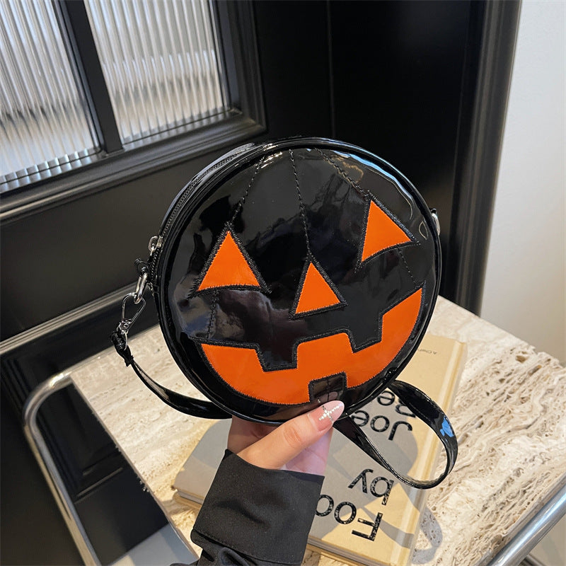Halloween Pumpkin Round Bag Women Girls Cute Funny Small Shoulder Crossbody Purse