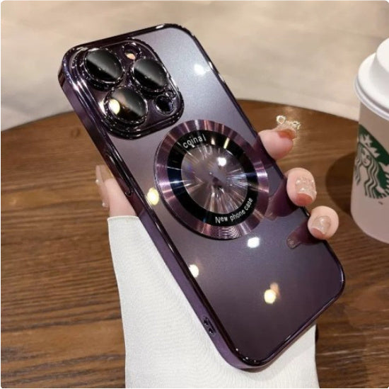 Magnetic Magnifier Phone Case Electroplated PC For iPhone