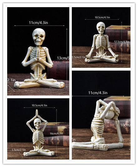 Halloween Resin Yoga Skeleton Skull Horror Desktop Decoration Ornament