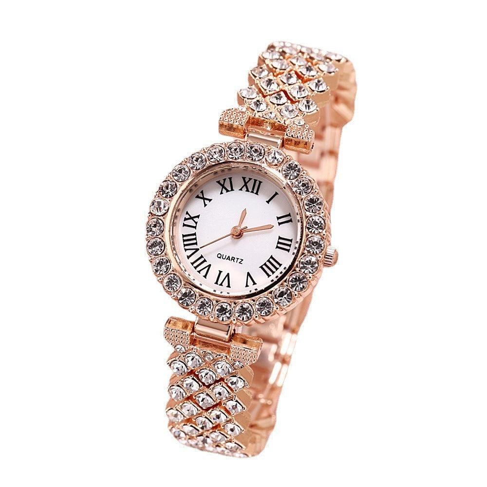 Full Diamond Luxury Bracelet Watch Set For Women Quartz