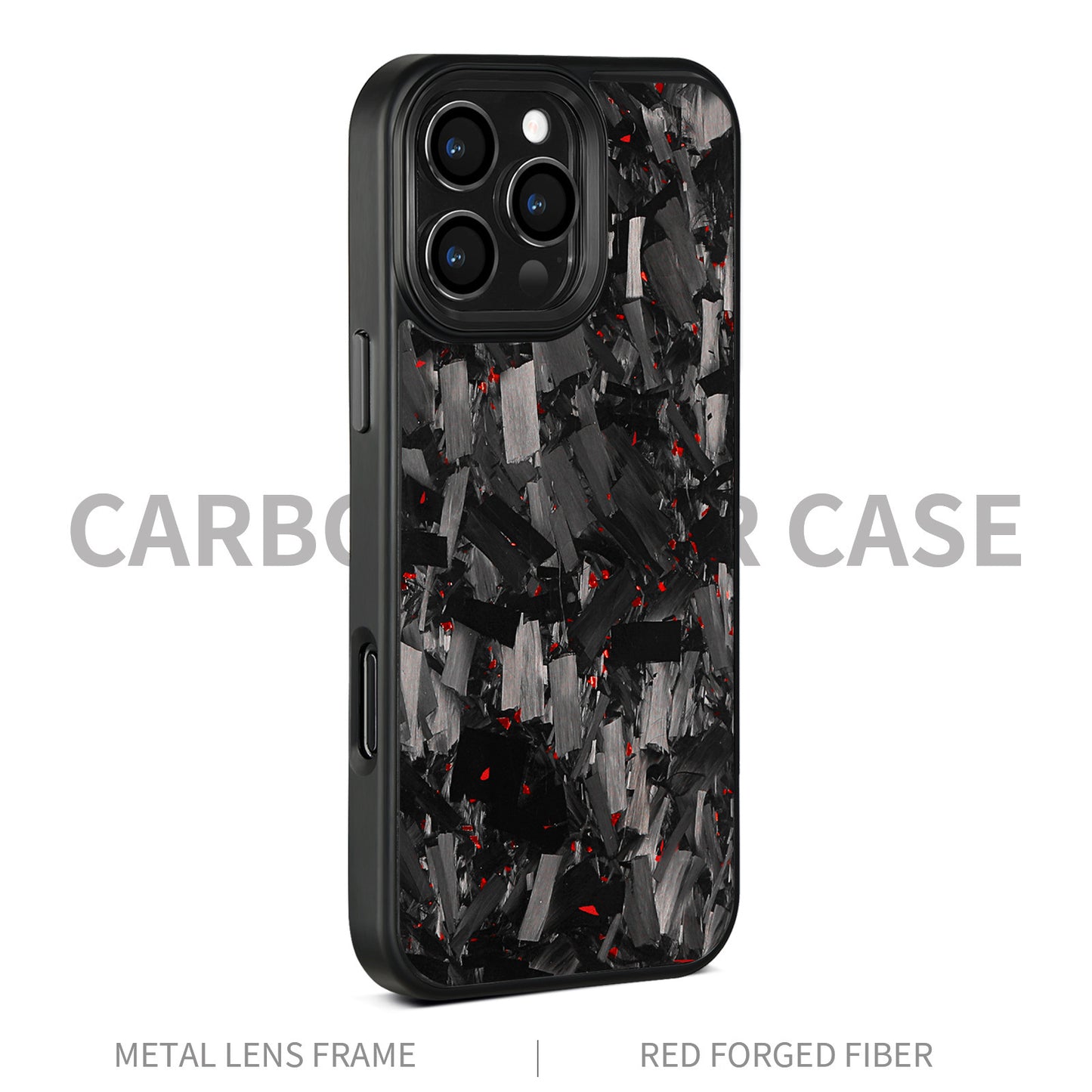 Carbon Fiber Metal Frame Phone Case Forged Pattern Shield